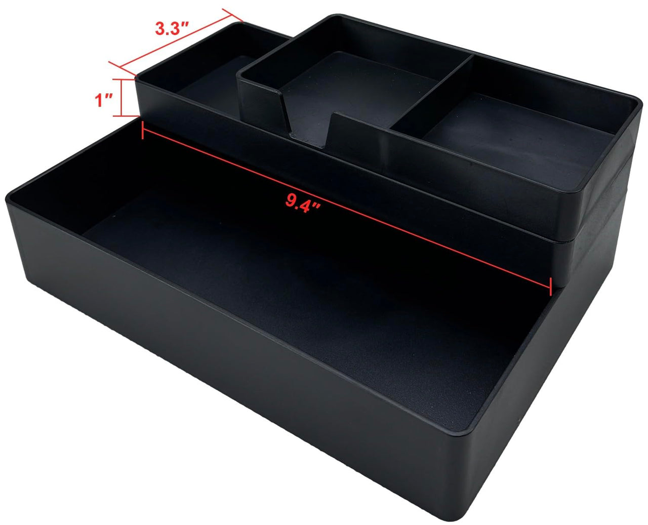 Basics Rectangular Plastic Desk Organizer, Half Accessory Tray, Black