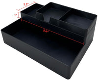 Basics Rectangular Plastic Desk Organizer, Half Accessory Tray, Black