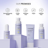 Sereko Vitamin C Brightening Face Cleanser, Toner, Serum with Sunscreen SPF 50++++ for Women & Men (AM Routine Essentials)