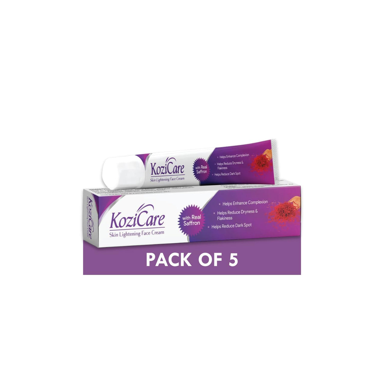 Kozicare Kojic Acid Cream | Whitening Cream | Saffron Face Cream | Tan Removal Cream | Face Cream for Glowing Skin | Non-Greasy & Lightweight | Face Cream for Men & Women - Pack of 5 (15g Each)