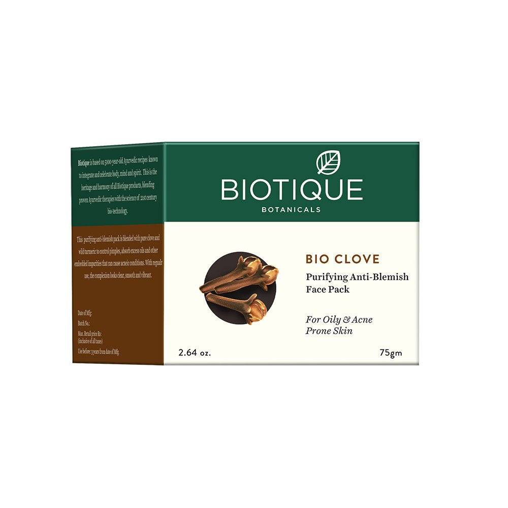 Biotique Bio Neem Purifying Face Wash, 200ml & Bio Clove Purifying Anti Blemish Face Pack, 75g