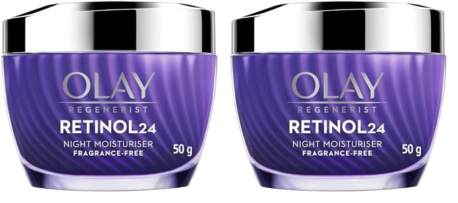 Olay Regenerist Retinol 24 Night Cream l Renews and Resurfaces Skin Overnight l No Redness or Irritation | Fragrance Free l Normal, Oily, Dry and Combination Skin l 50g (Pack of 2)
