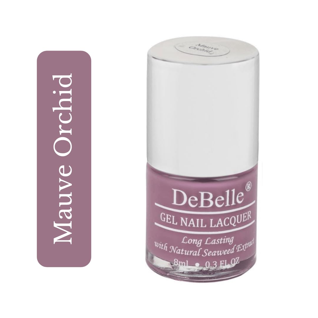 DeBelle Gel Nail Polish Mauve Orchid (Dark Mauve ), 8ml | Non UV - Gel Finish | Seaweed Enriched Formula | Long Lasting Paint| Cruelty & Toxic Free |