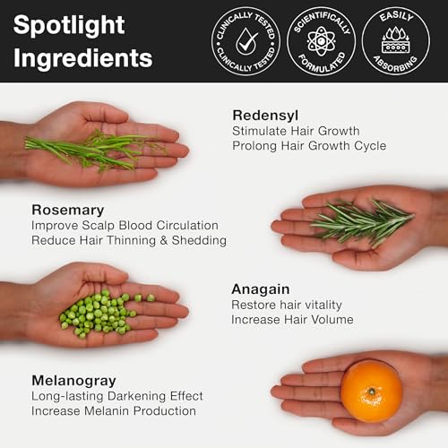 Soulflower Hair Growth Redensyl Tetragain Serum, Rosemary Oil, 3% Redensyl, 4% Anagain, Caffeine, Melanogray, Biotin, Rice Water, Anti Hair fall, Clinically Tested on Real people, Men & Women, 30ml