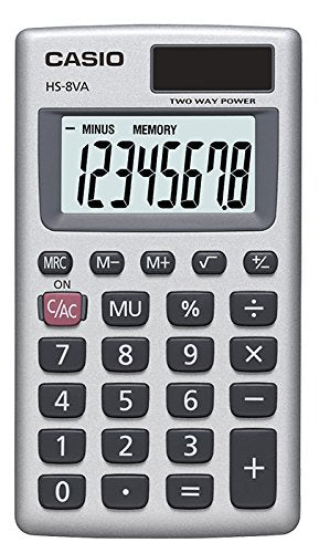 Casio HS-8VA, Solar Powered Standard Function Calculator (Pack of 2) 1 Count (Pack of 2)
