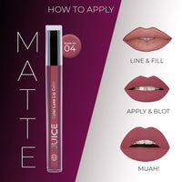 JUICE Matte Lipstick with Goodness of Bio Retinol, Moisturising lock technology, SPF 15 Waterproof & Long Lasting Bling Pink M04