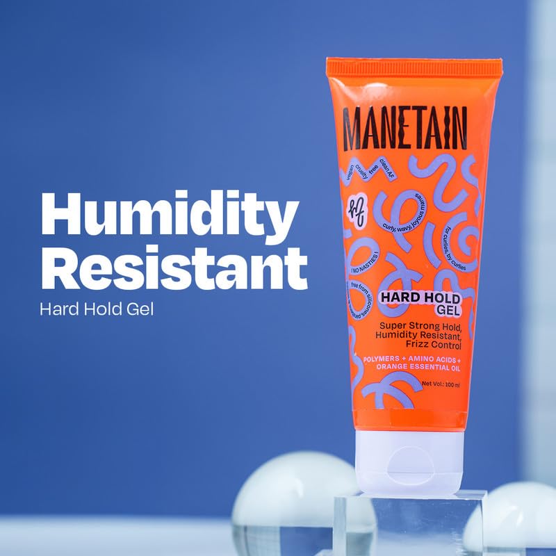 MANETAIN Hard Hold Gel for Curly & Wavy Hair 100ml | Strong Hold, Frizz Control | Long-lasting Definition, Humidity Resistant, Shine-Enhancing