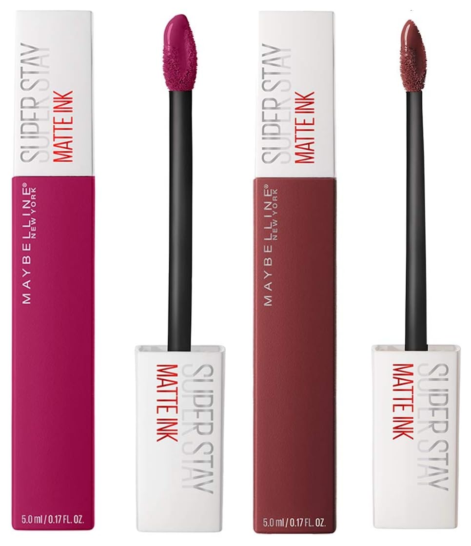 Maybelline New York Super Stay Matte Ink Liquid Lipstick, 50 Voyager, 5ml and Maybelline New York Super Stay Matte Ink Liquid Lipstick, 120 Artist, 5g