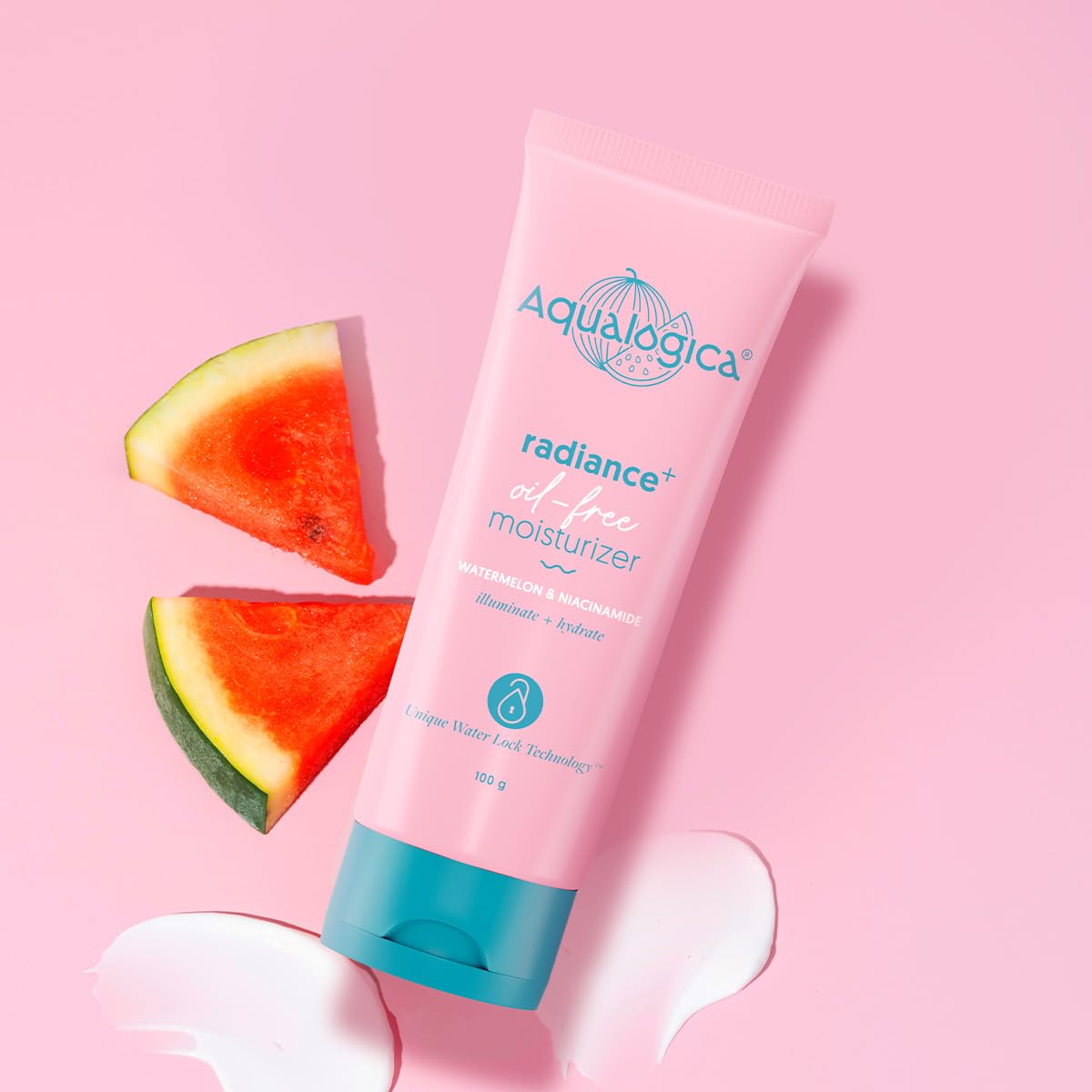 Aqualogica Radiance+ Oil-Free Moisturizer with Watermelon & Niacinamide for Deeply Nourished, Combination Skin, Oil-Free & Radiant Skin of Men & Women -100g