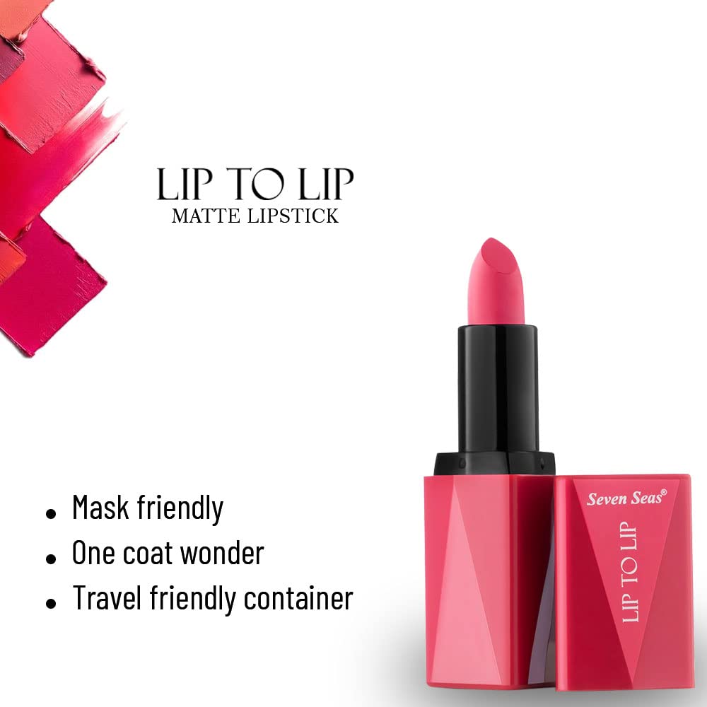 Seven Seas Lip To Lip Matte Full Coverage Long Lasting Lipstick | Smooth Application |Transferproof & Smudge Proof | Highly Pigemented Lipstick for Women (Chestnut Rose)