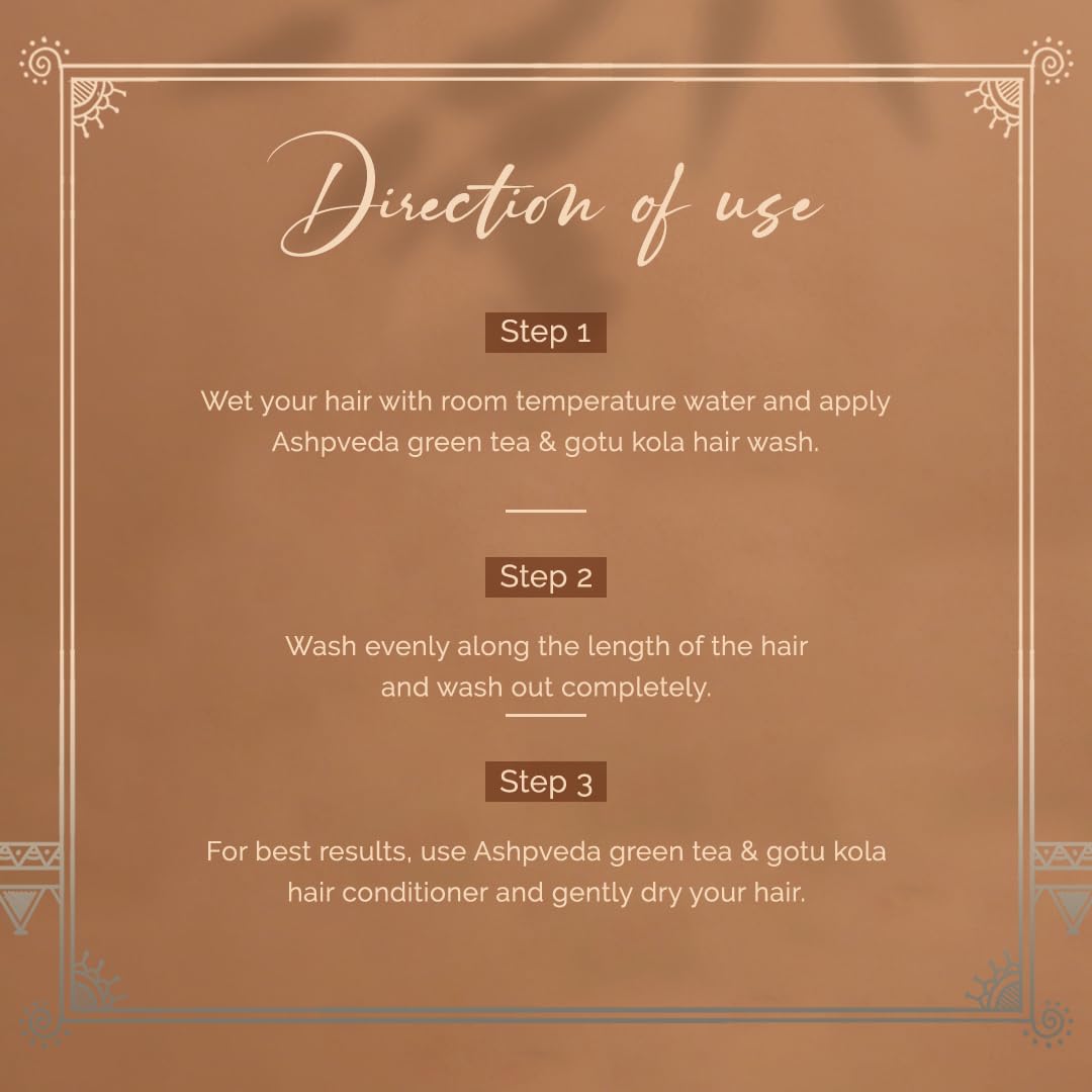 Ashpveda Gotu Kola and Green Tea Hair Wash Shampoo - Promotes Healthy, Silky-Smooth Hair - Natural Ingredients With Hair Frizz Control (30 ml)