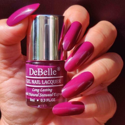 DeBelle Gel Glossy Finish Nail Polish Luxe Lotus (Dark Purple), 8 Ml - Enriched With Natural Seaweed Extract, Cruelty Free, Toxic Free
