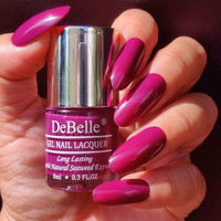 DeBelle Gel Glossy Finish Nail Polish Luxe Lotus (Dark Purple), 8 Ml - Enriched With Natural Seaweed Extract, Cruelty Free, Toxic Free