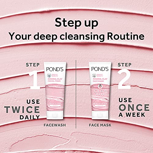 POND'S Bright Beauty Mineral Clay Vitamin B3, 4X Oil Absorbing, Brightening, For Oil Free Instant Glow, Face Wash 90 g