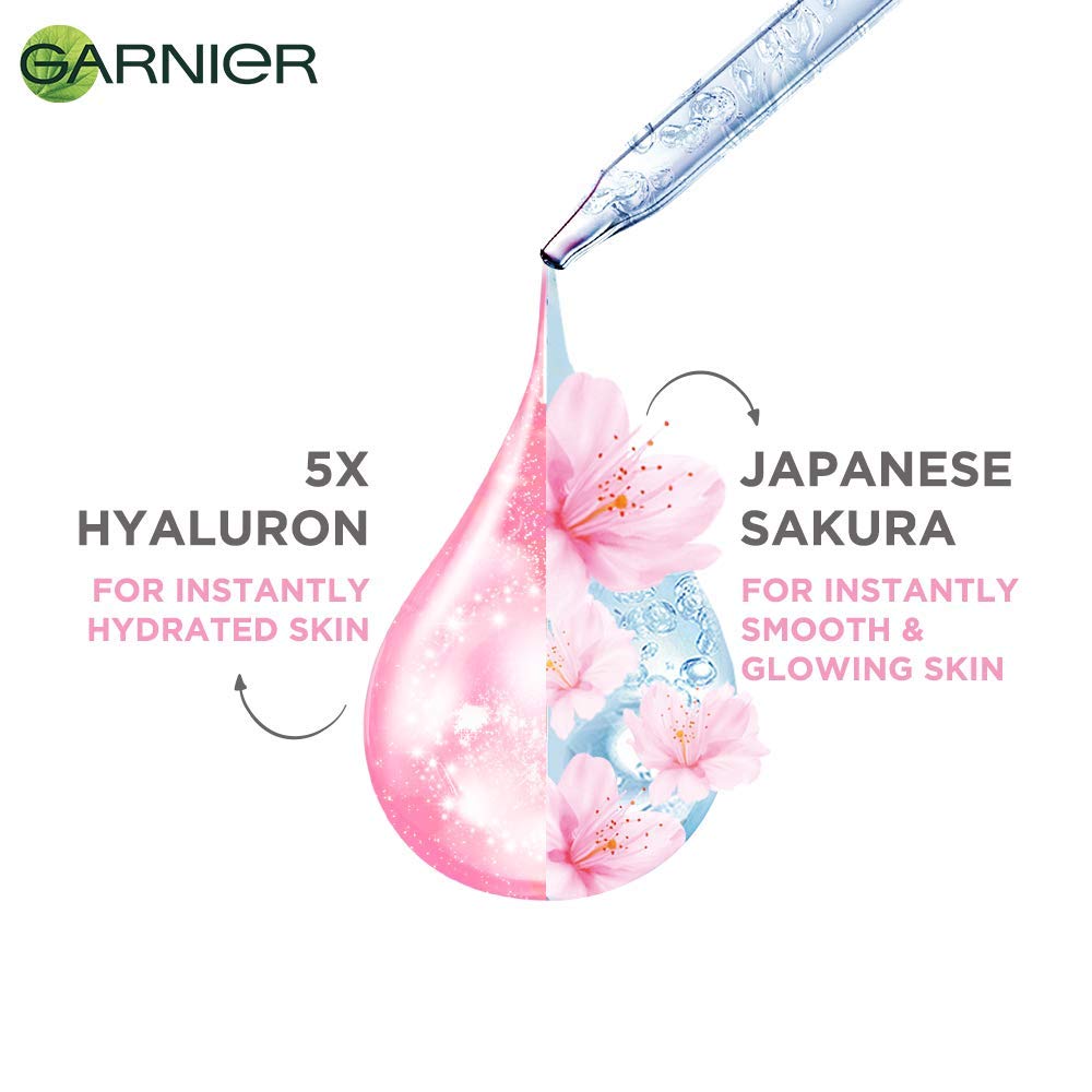 Garnier Sakura White Water Glow Serum Sheet Mask, Face Sheet Mask for Women, 28g