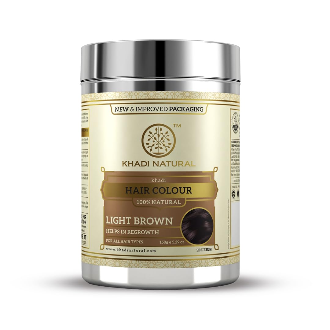 Khadi Natural Herbal Hair Colour Light Brown| Herbal hair colour| Covers grey hair| Suitable for all hair types| 150gm