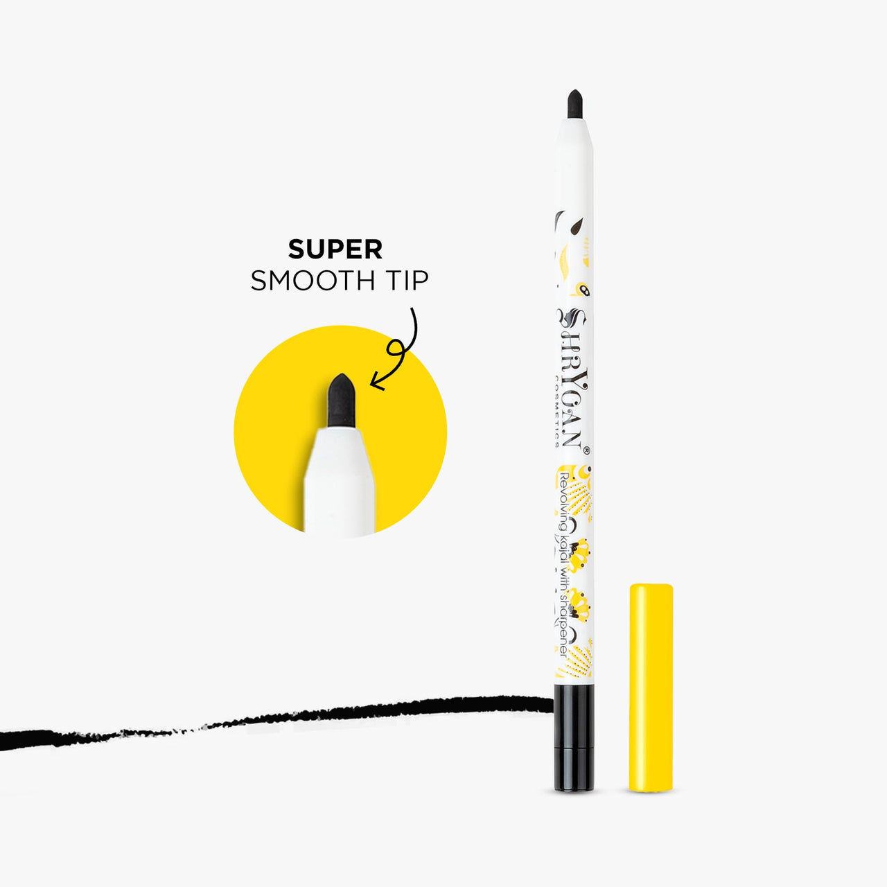 Shryoan The Glider Kajal Pencil| 24-Hr Long Stay | Super Smooth Glide | Waterproof, Smudge Proof & Fadeproof | Deep Matte Finish (1.35g)