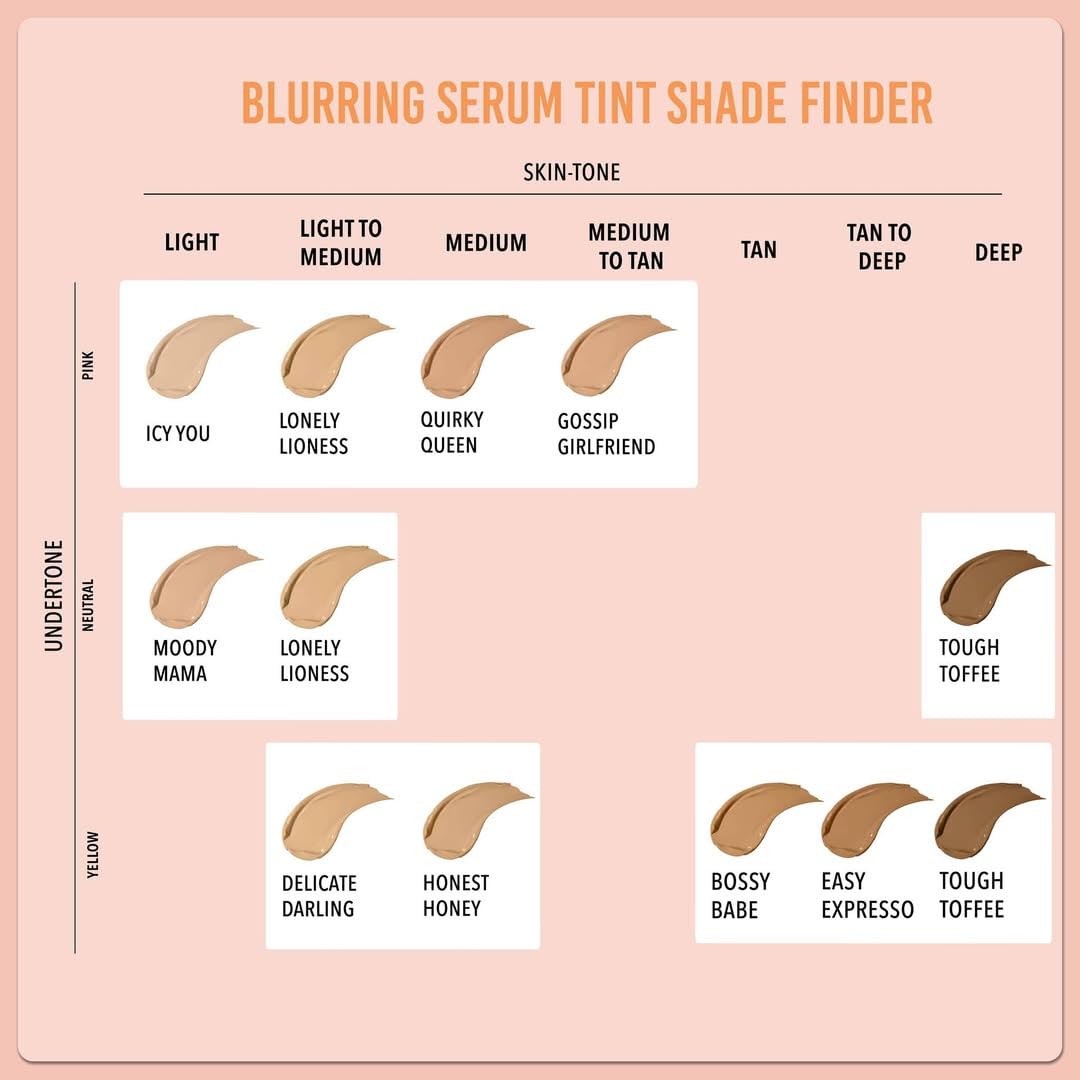 LoveChild Masaba Skip Everything 4-in-1 Blurring Serum Skin Tint, Primer, Moisturizer, Sunscreen & Foundation in One, Seamless Coverage With SPF 20, Lonely Lioness (Natural Buff) 30ml