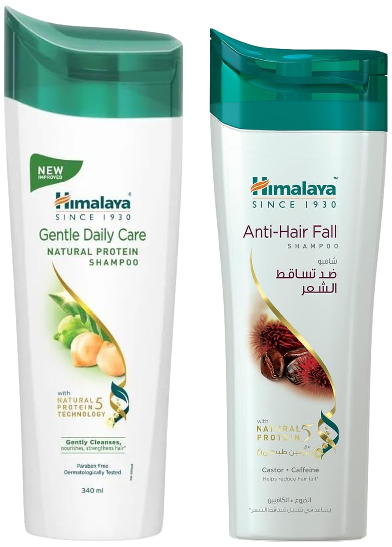 Himalaya Herbals Anti Hair Fall Shampoo, 400ml And Himalaya Herbals Protein Shampoo with Chickpea, Gentle Daily Care, 400ml