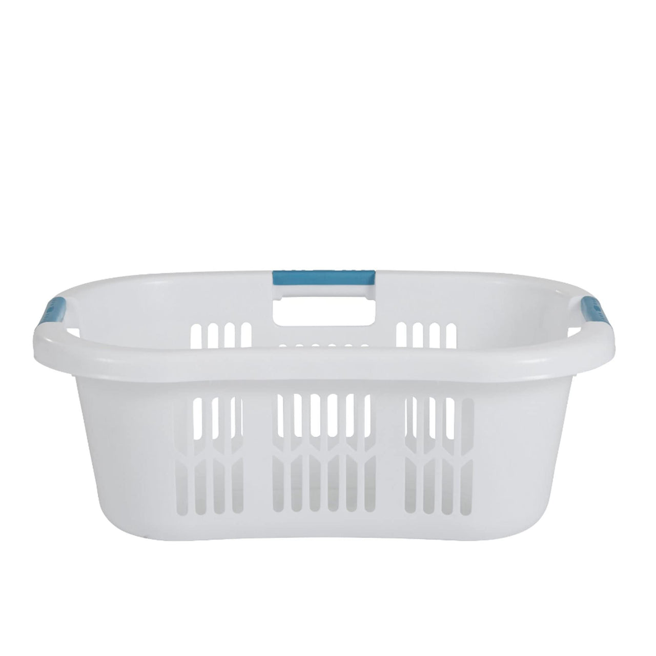 Rubbermaid Large Hip-Hugger Laundry Basket/Hamper, 1.5-Bushel, White, Stackable Storage Bin/Organizer for Bathroom/Bedroom/Dorm/Home 1.5 Bushel Large Hip Hug Basket