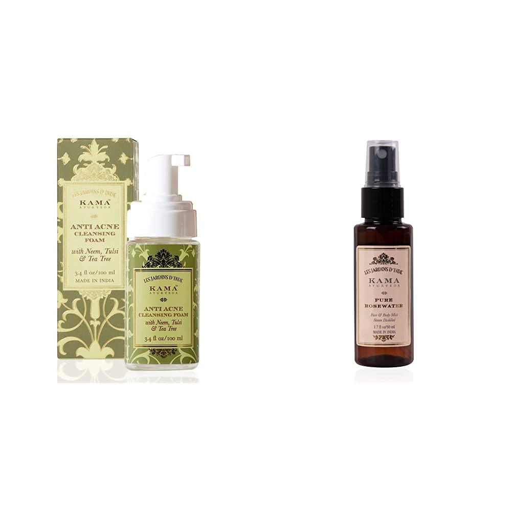 Kama Ayurveda Anti Acne Cleansing Foam, 100ml & Kama Ayurveda Pure Rose, 50ml