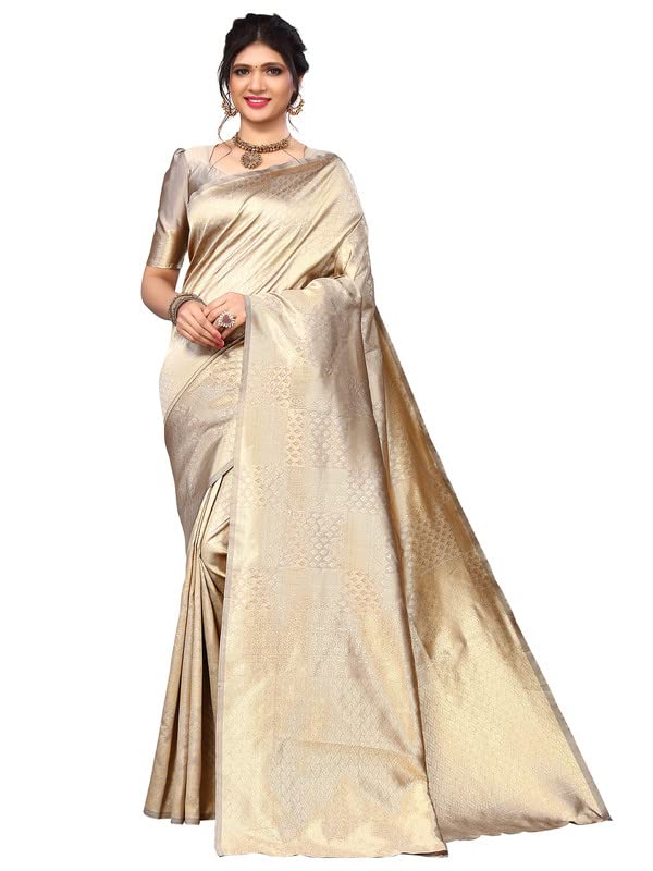 Satrani Women's Jacquard Poly Silk Saree With Unstitched Blouse Piece