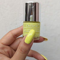 DeBelle Gel Nail Polish Lemon Tart (Lemon Yellow)|Non UV - Gel Finish |Chip Resistant | Seaweed Enriched Formula| Long Lasting|Cruelty and Toxic Free| 8ml Glossy Finish