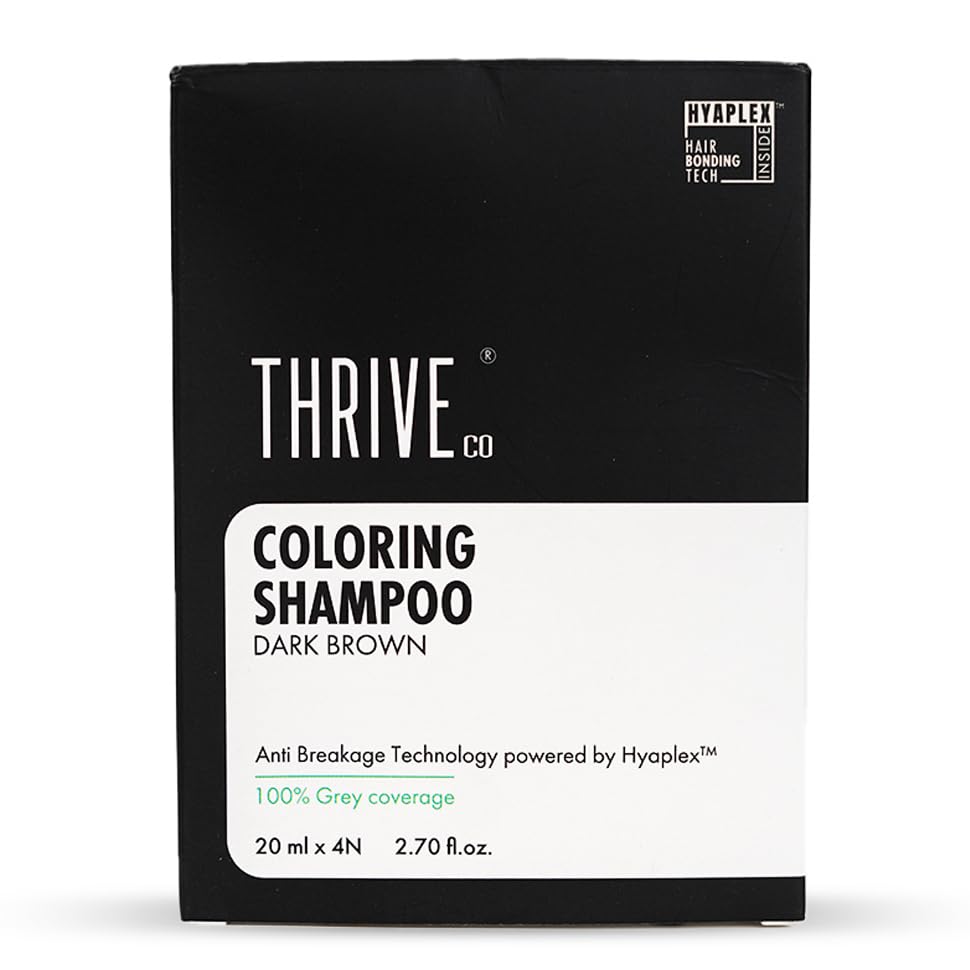 ThriveCo Hair Color Shampoo Kit | 5-MIN COLORING SHAMPOO (Natural Black) + (Dark Brown) with Hyaplex™ | 100% Grey Coverage | Ammonia-Free & Damage-Free | Rich, Shiny Color | 80 grams each