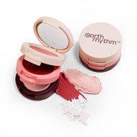 Earth Rhythm Dab Set Go 3-in-1 Face Palette With Eyeshadow, Lip & Cheek Tint & Mattifying Face Powder, For Everday Makeup, Highly Pigmented (Chardonnay)