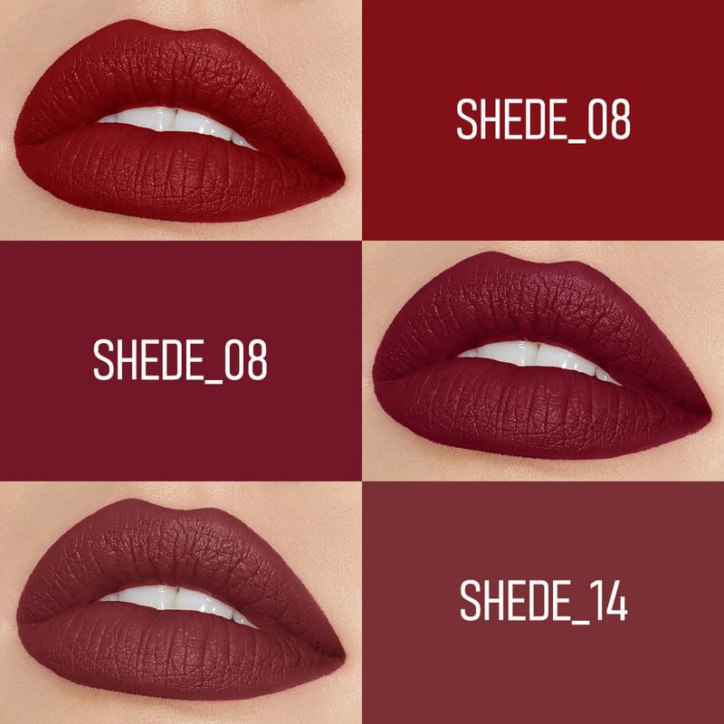 FLiCKA Tomato Bullet Matte Lipstick (Pack Of 3) | Hydrating, Moisturizing, Upto 6Hrs Long Lasting| Transfer & Smudge Proof Lipsticks For Women, Shade - 08