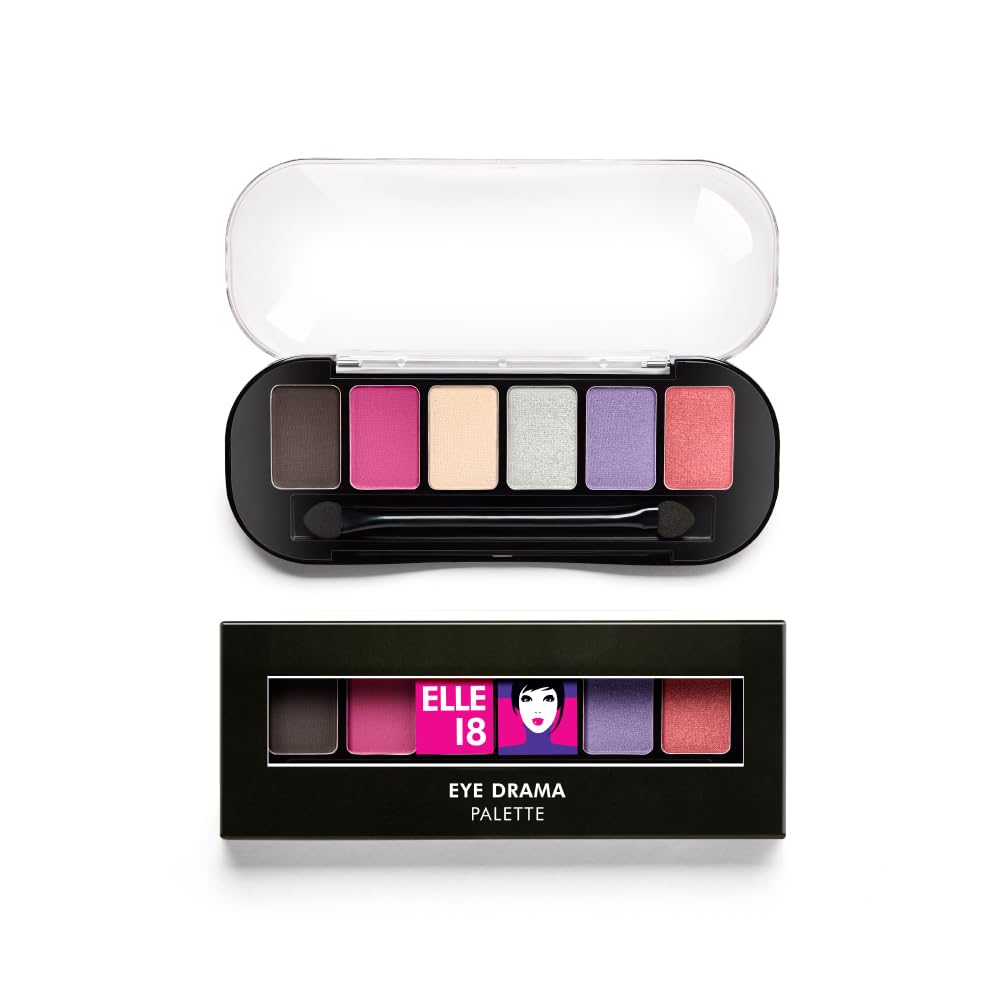 Lakmé Elle18 Shimmery Eyedrama Powder Palette 02Flirty, 1 Count,Multicolor