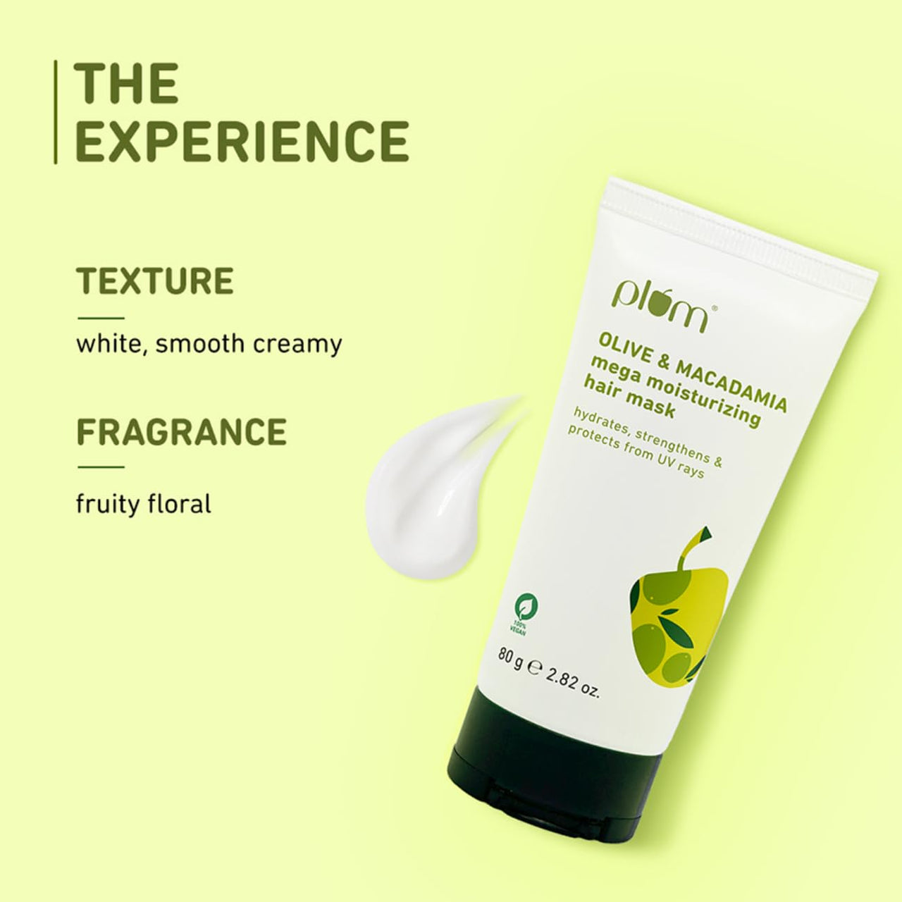 Plum Olive Fresh Hair Mask For Damaged Hair, With Olive Oil, Macadamia Oil And Shea Butter - Hair Spa Cream For Women & Men | 80 Gm, 1 Count