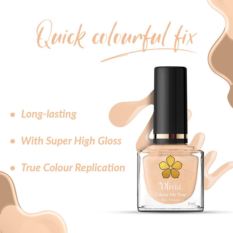 Olivia Nail Paint for Glossy Finish - 5ml (4 Bare Beauty)