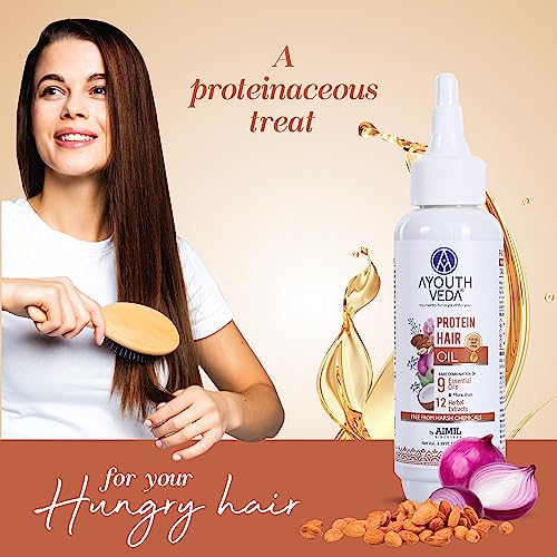Ayouthveda Protein Hair Oil For Healthy Hair | Blend of Essential Oil & 12 Herbal Extracts (Pack of 2-100ml each)