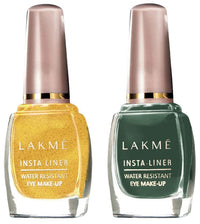 Lakmé Insta Shimmery Eye Liner, Golden, 9 Ml And Insta Eye Liner, Green Gel, 9 Ml