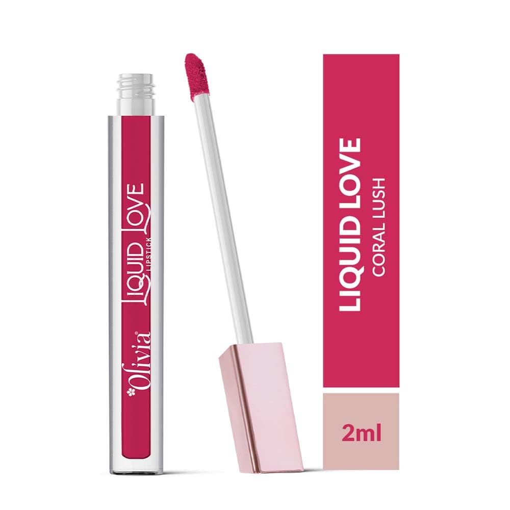Oliva Liquid Lipstick, 12HR Long-lasting Matte Lipstick, Non Transfer, High Coverage, Water & Smudge Proof, Light Weight & Cruelty-Free - 2ml (Coral Lush 9)