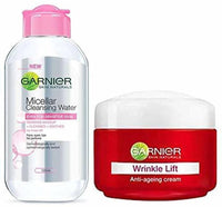 GARNIER Pink Micellar Cleansing Water 125ml & Wrinkle Lift Anti Ageing Cream 40g (PACK OF 2)