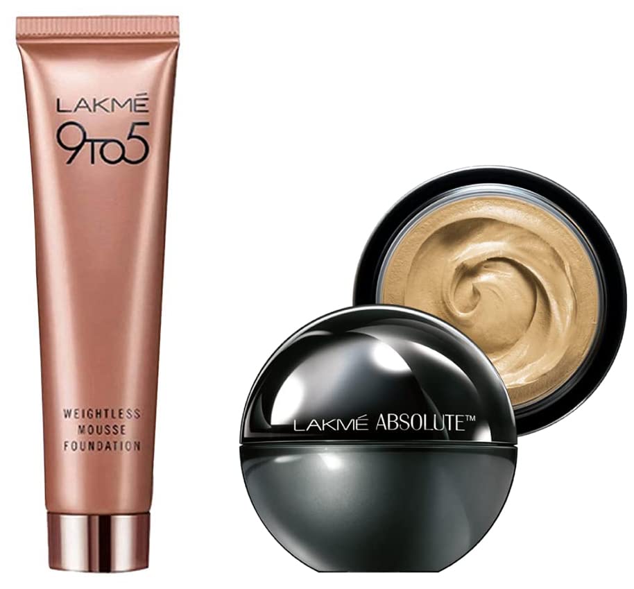 Lakmé Absolute Skin Natural Mousse, Ivory Fair 01, Spf 8 Natural Finish Matte Cream Foundation, 25G & 9 To 5 Weightless Mousse Foundation, Beige Vanilla, 25G