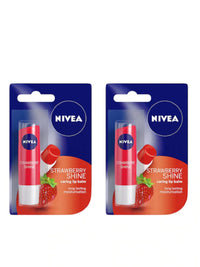 Nivea Women Pack of 2 Strawberry Shine Long Lasting Caring Lip Balm,4.8 g (Pack of 2)