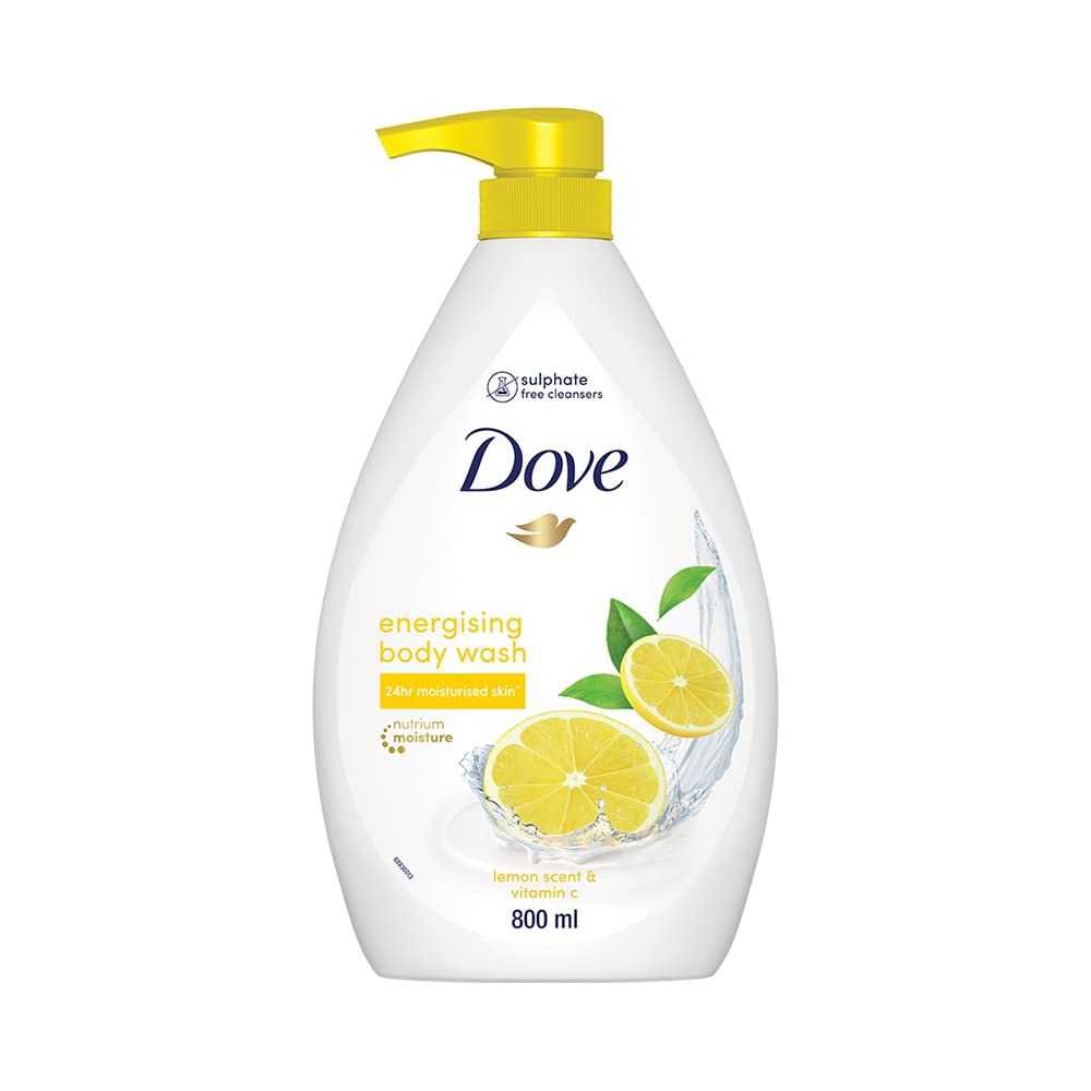 Dove Energising Body wash with energising lemon scent and nourishing Vitamin C, 100% gentle and paraben free/sulphate free cleansers, 100% plant- based moisturisers, 800ml