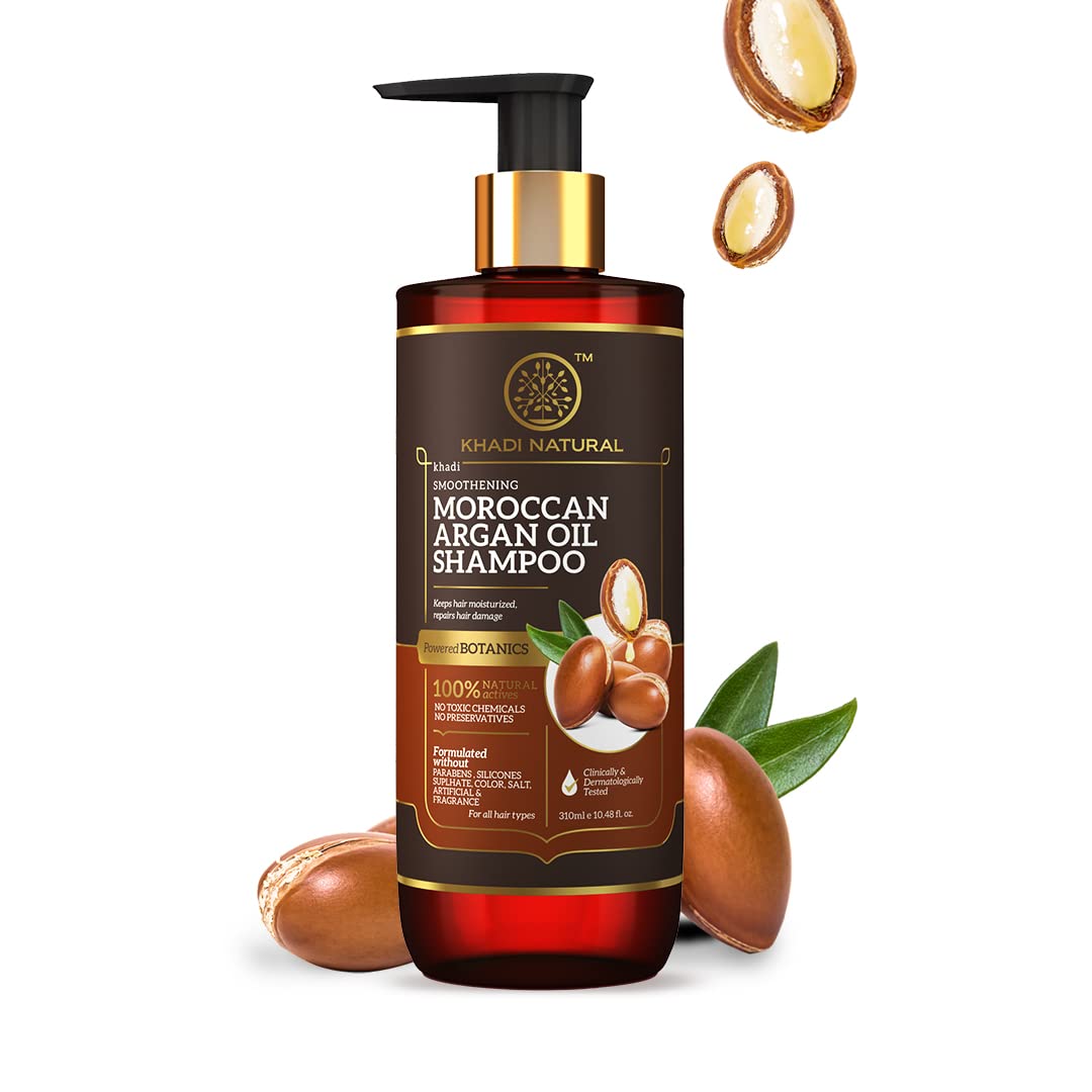 Khadi Natural Powered Botanics Moroccan Argan Shampoo 310ml, For Dry Hair, Reduces Frizz, Paraben, Silicone and Sulphate Free