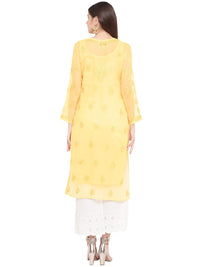 Ada Lucknowi Hand Embroidered Chikankari Women's  Georgette Kurta Kurti with Slip