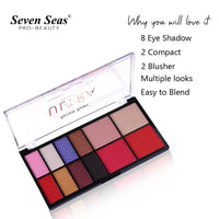 Seven Seas Matte Shimmer Makeup Pallet Highly Pigmented Colorful Powder Long Lasting Waterproof Eye Shadow Eye Shadow Palette 30g (Natural)