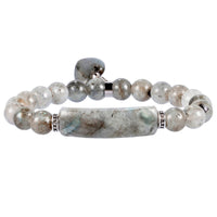 TUMBEELLUWA Healing Stone Bracelet 8mm Beads Chakra Crystal Energy Heart Charm Bracelet Handmade Jewelry for Women labradorite quartz stone