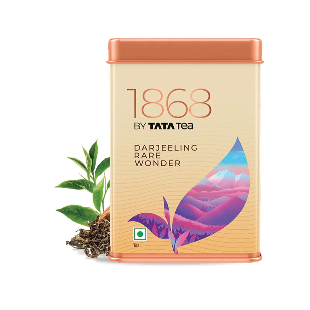1868 by TATA Tea Darjeeling Rare Wonder, Pure Darjeeling Black Tea, Hand Rolled, Whole Loose Leaf, Second Flush, Muscatel Flavour, From House of TATA (25 Cups/50g)