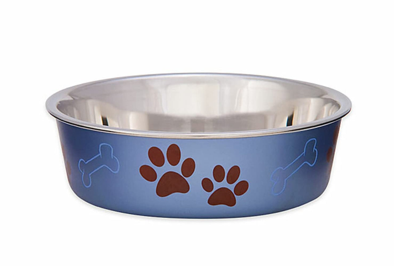 Loving Pets - Bella Bowls - Dog Food Water Bowl No Tip Stainless Steel Pet Bowl No Skid Spill Proof (Extra Large, Blueberry)