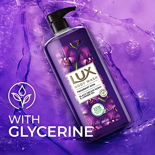 Lux Body Wash Fragrant Skin Black Orchid Scent & Juniper Oil Supersaver Xl Pump Bottle With Long Lasting Fragrance, Glycerine, Paraben Free, Extra Foam, 750 Ml