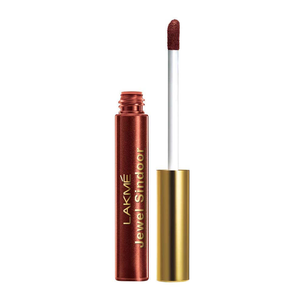 Lakmé Cushion Matte Lipstick, Red Wine, 4.5 g & Lakmé Jewel Liquid Sindoor, Maroon, With Sponge Tip Applicator - Long Lasting, Smudge Proof and Quick Drying,4. 5 ml