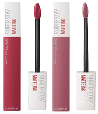 Maybelline New York Super Stay Matte Ink Liquid Lipstick, 15 Lover, 5 ml and Maybelline New York Super Stay Matte Ink Liquid Lipstick,80 Ruler, 5ml