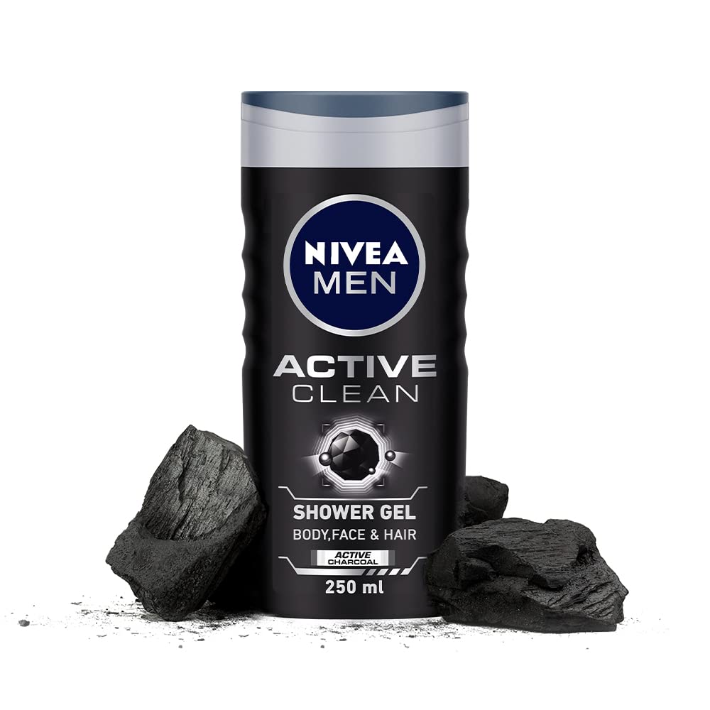 Nivea Men Sun Lotion For Oily Skin, Spf 30, With UVA & UVB Protection, 75 Ml & Body Wash, Active Clean With Active Charcoal, Shower Gel For Body, Face & Hair, 250 Ml, Pack Of 1